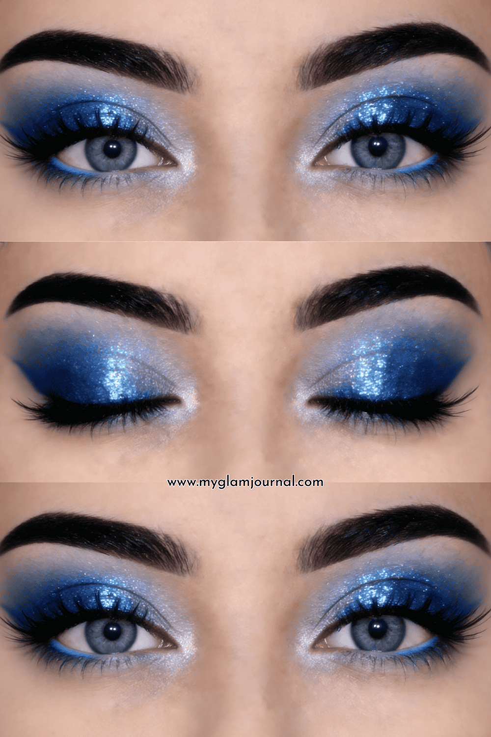 aurora blue glitter eyeshadow look