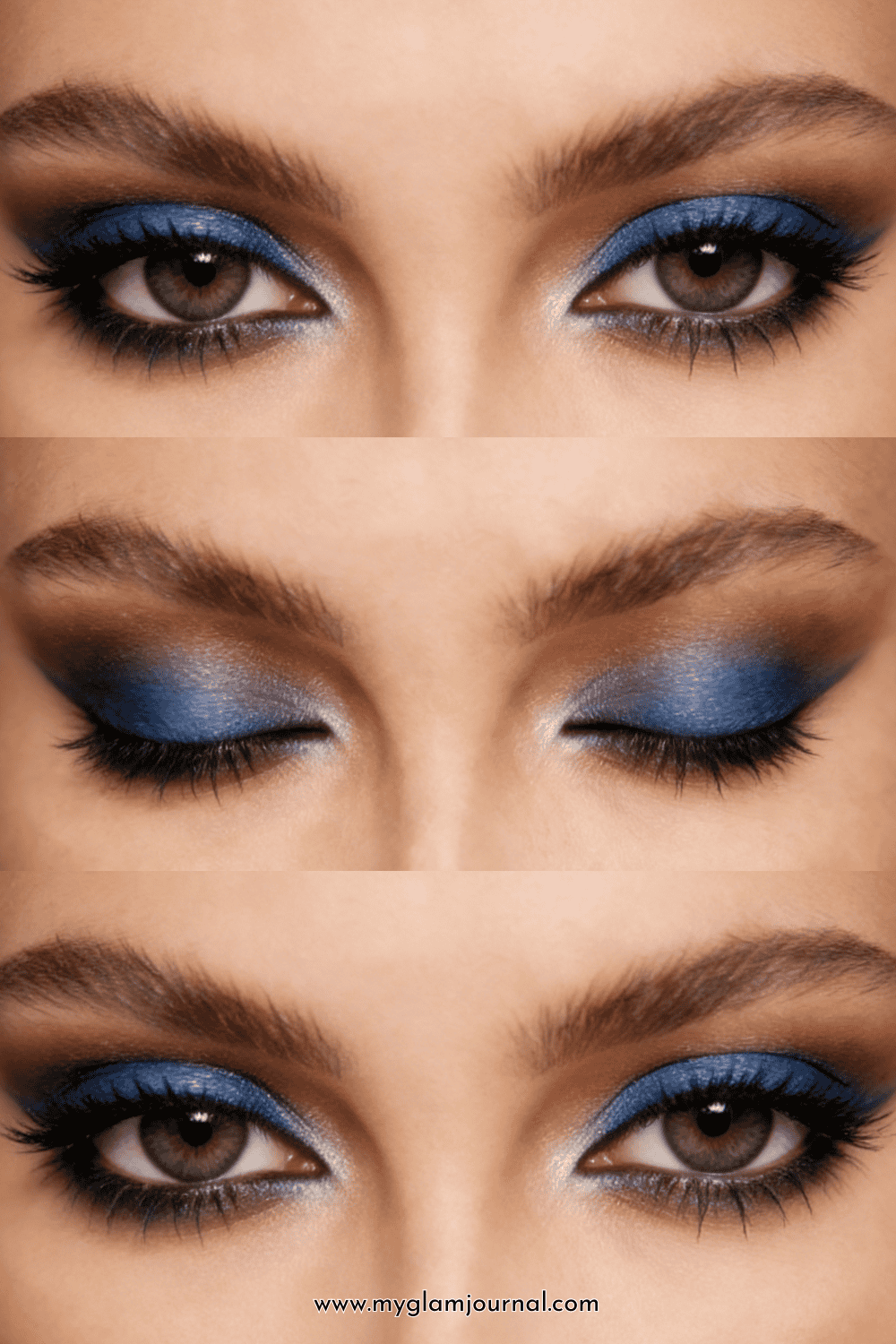 cool toned blue gold eye makeup look