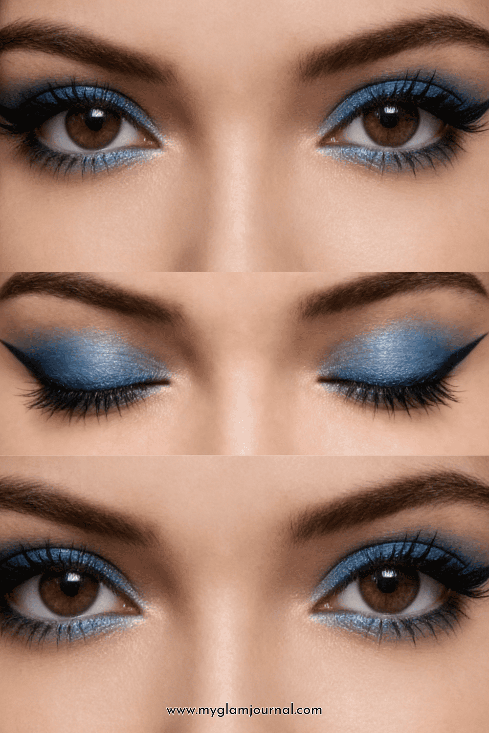  icy blue cat eye makeup