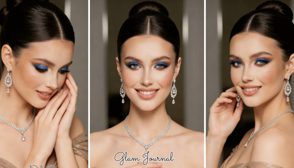 gilded blue eye makeup