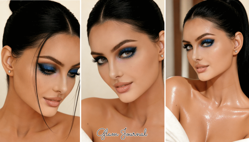 blue brown metallic eye makeup