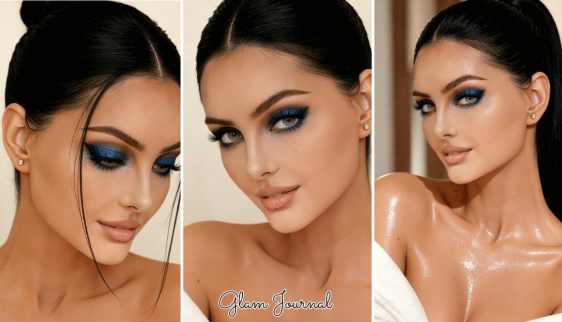 blue brown metallic eye makeup