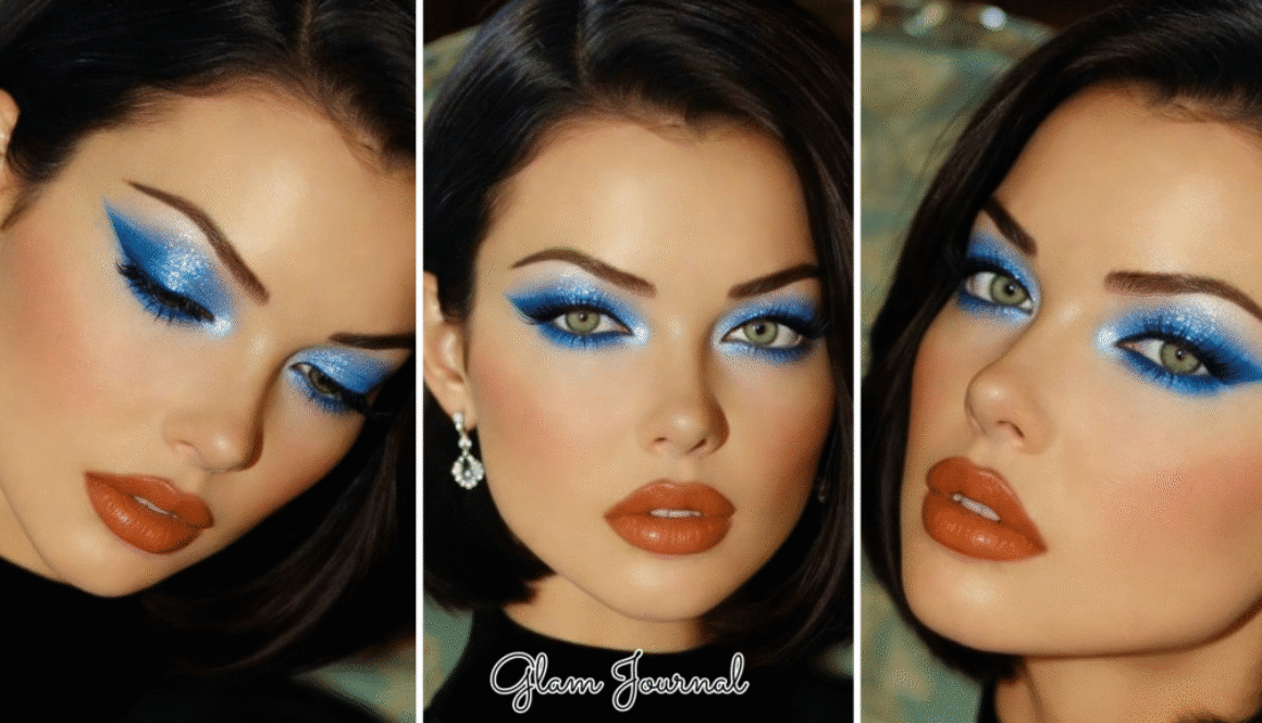 icy blue glitter contrast makeup