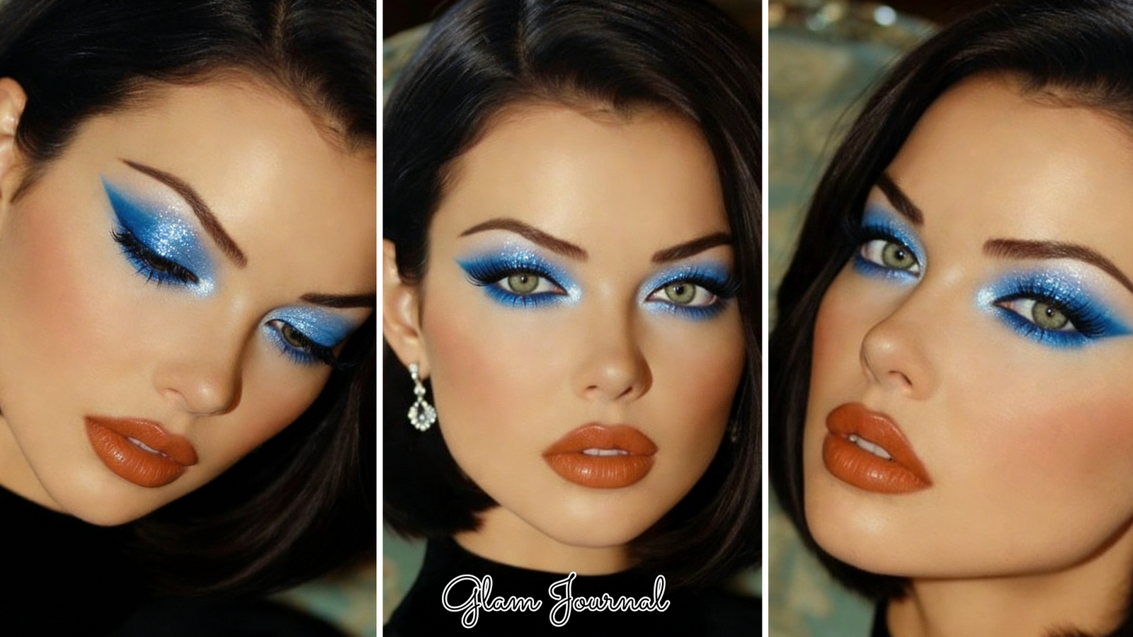 icy blue glitter contrast makeup