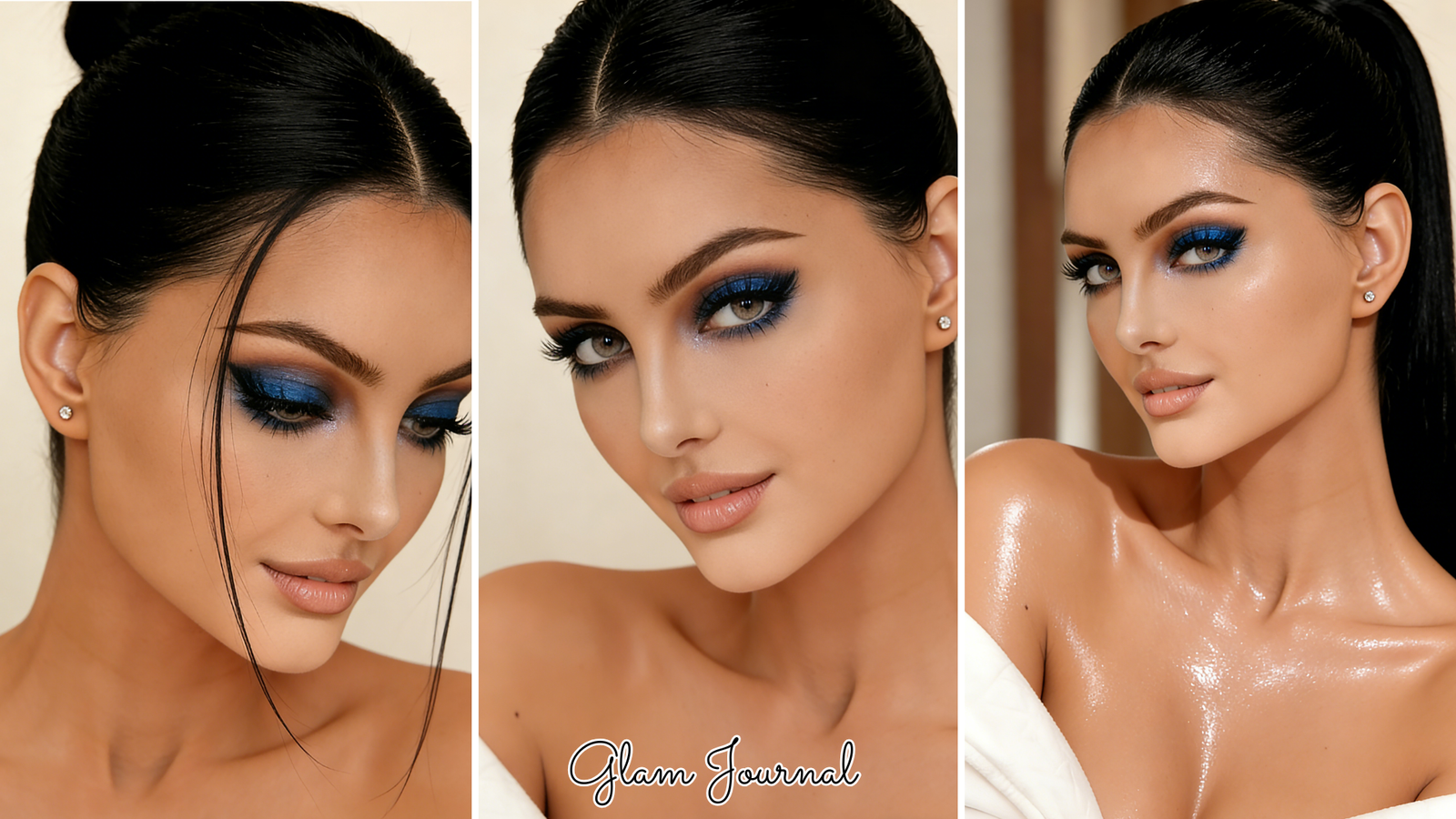blue brown metallic eye makeup