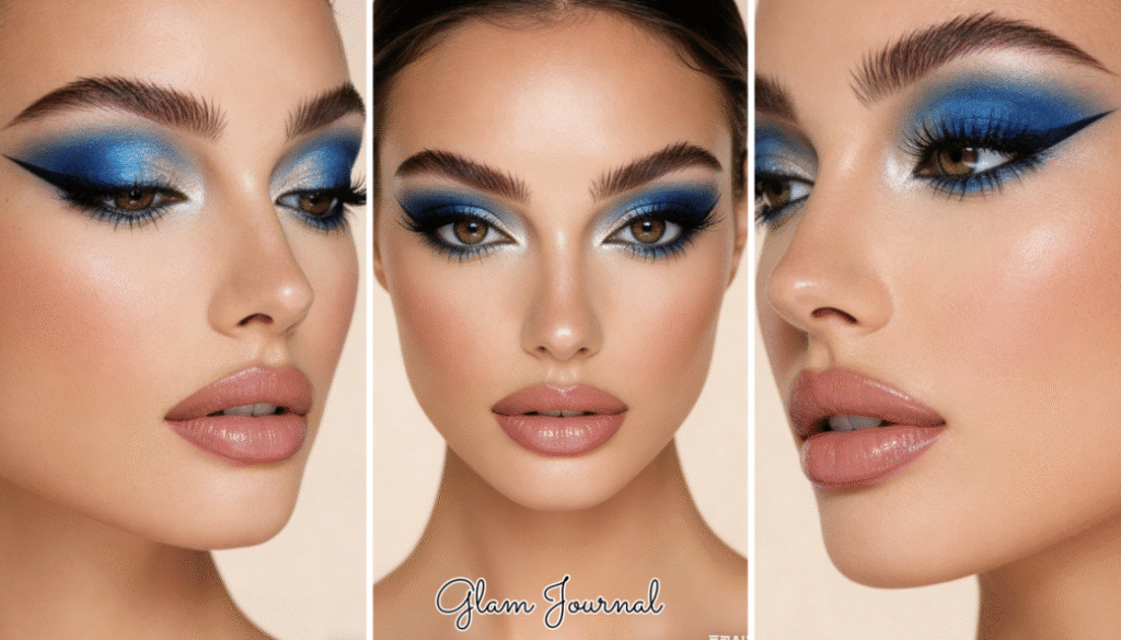 icy blue silver shimmer gradient eyeshadow look