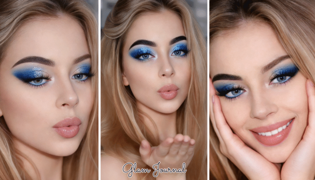 aurora blue glitter eyeshadow look