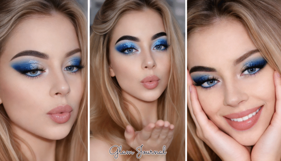 aurora blue glitter eyeshadow look