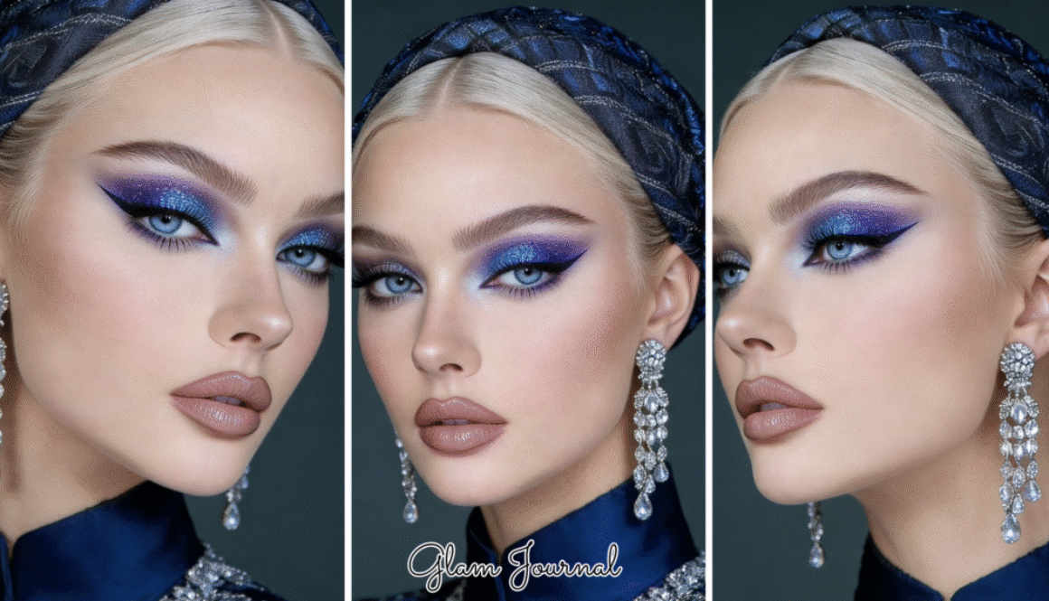 purple-blue starburst eyeshadow look