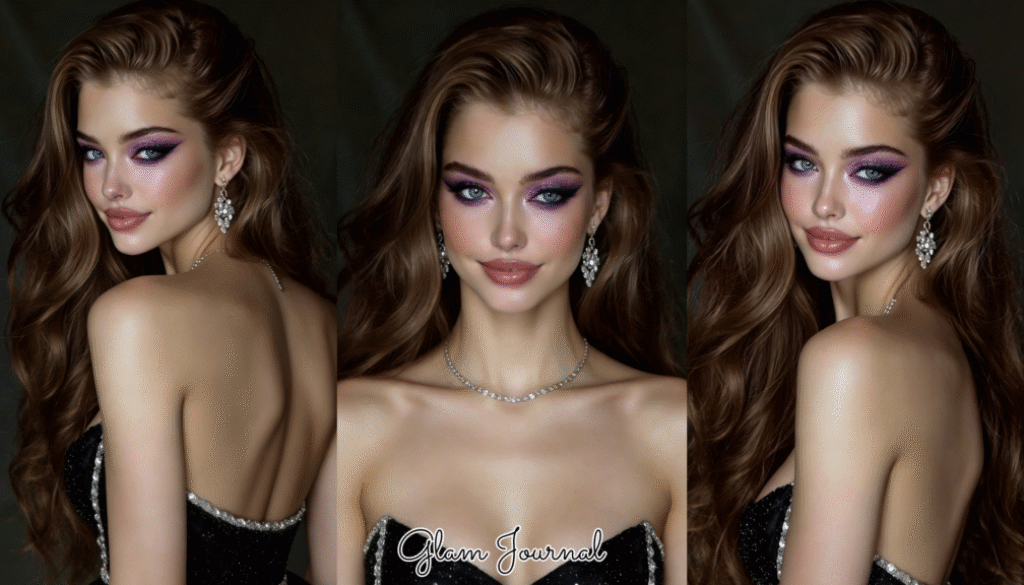 bold purple smoky cat eye makeup