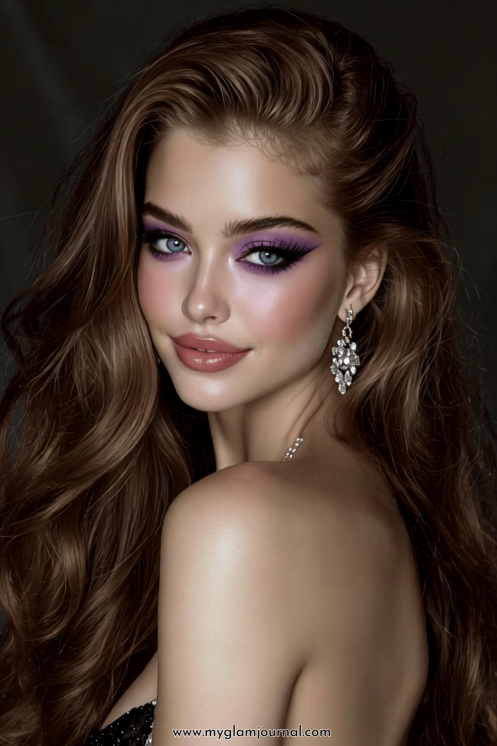 bold purple smoky cat eye makeup
