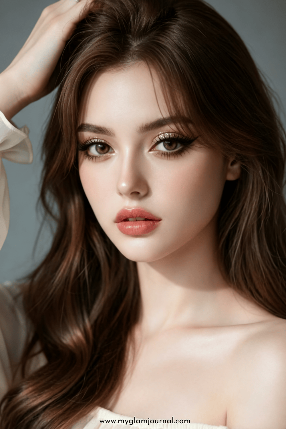 warm brown shimmer eye look