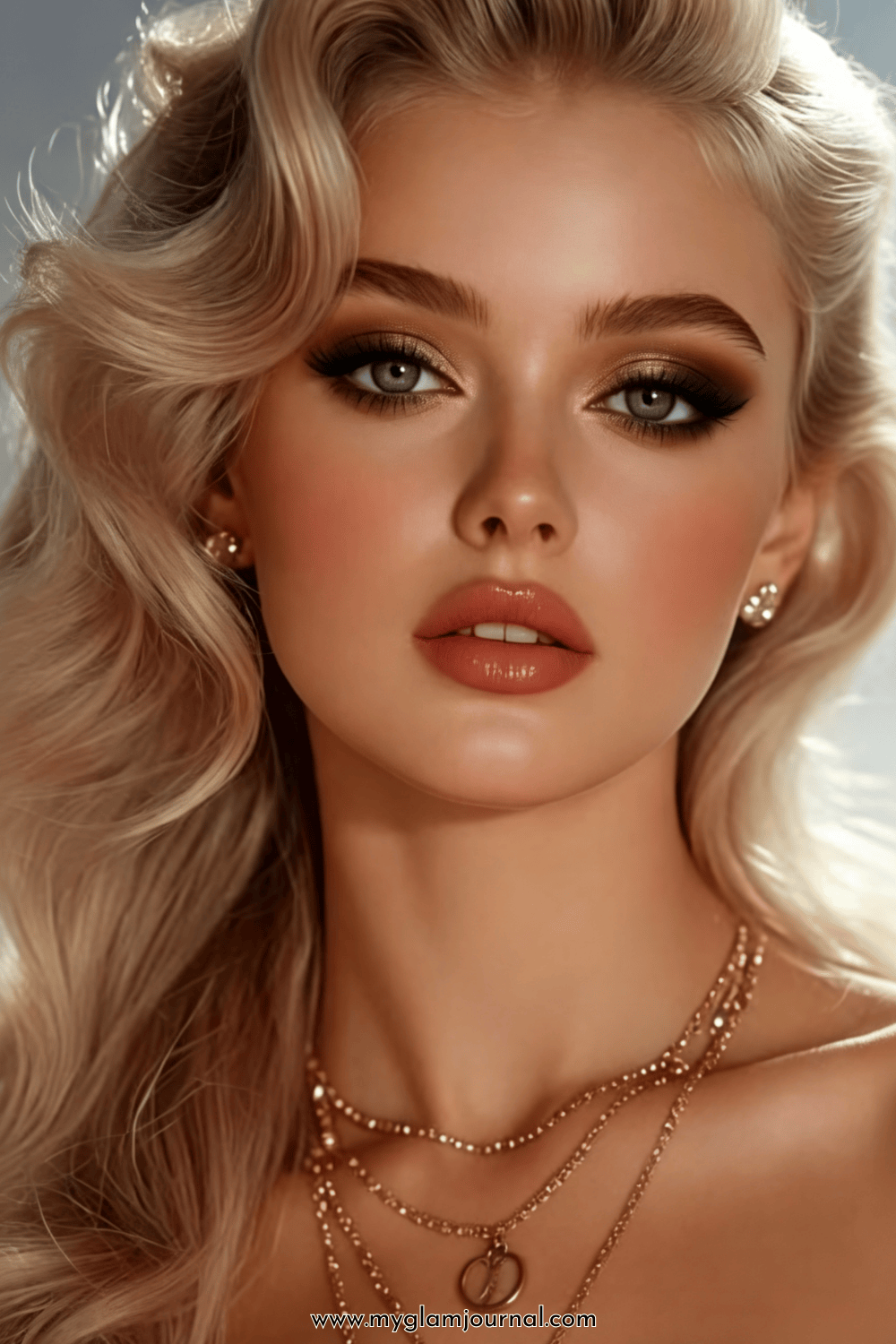 golden brown shimmer eye look